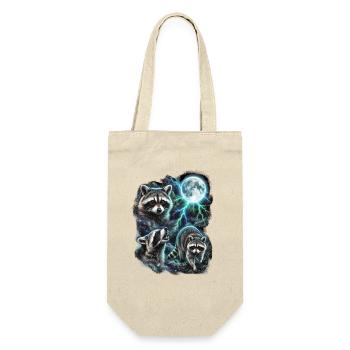 THREE Wild Raccoons with Moon Wildlife Designs - Gift Bag for Bottles - nature - Front