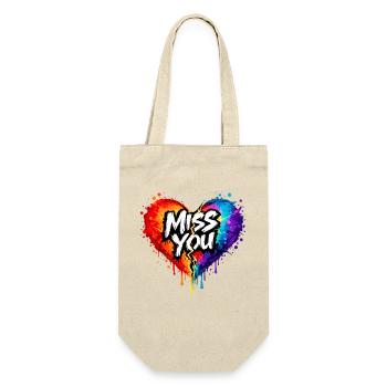 Miss You Broken Heart Art Neon Streetart-Look - Geschenkbeutel für Flaschen - Natur - Vorne