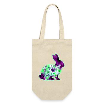 Hase Aquarell Ostern Blumen - Geschenkbeutel für Flaschen - Natur - Vorne