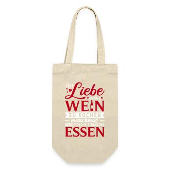 Liebe es mit Wein zu Kochen / Lustiger Spruch - Geschenkbeutel für Flaschen - Natur - Vorne