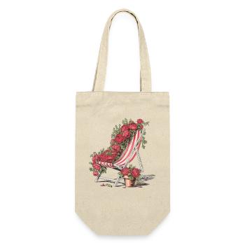 Vintage Liegestuhl Blumen Shirt - Geschenkbeutel für Flaschen - Natur - Vorne