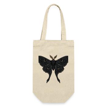 Mondmotte Nachtfalter Gothic Tattoo - Geschenkbeutel für Flaschen - Natur - Vorne