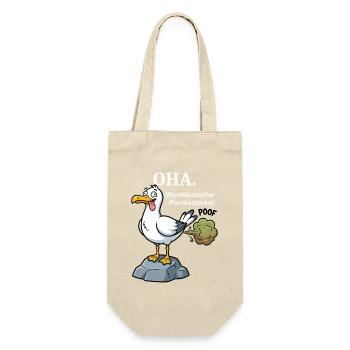 Norddeutscher Humor Spruch Möwe OHA. - Geschenkbeutel für Flaschen - Natur - Vorne