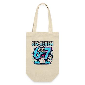 Six Seven 67 Meme Glitch Mascot Italian Brainrot - Geschenkbeutel für Flaschen - Natur - Vorne