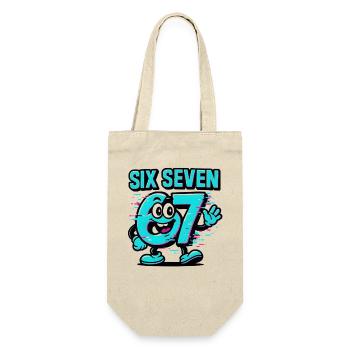 Six Seven 67 Meme Glitch Mascot Italian Brainrot - Geschenkbeutel für Flaschen - Natur - Vorne