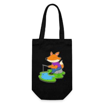 Fuchs Angler Angelrute Angeln - Geschenkbeutel für Flaschen - Schwarz - Vorne