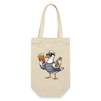 Cool Seagull Eating French Fries Sandwich - Gift Bag for Bottles - nature - Front
