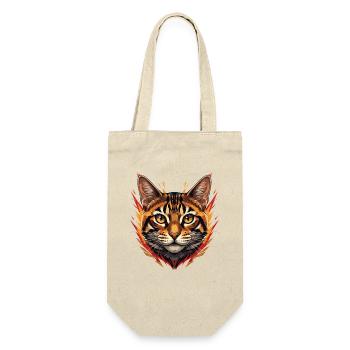 Tête de Chat Flamme avec accents de feu - Sac à bouteille - nature - Devant