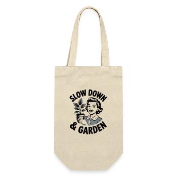 Slow Down And Garden Retro House Plant Lover - Gift Bag for Bottles - nature - Front