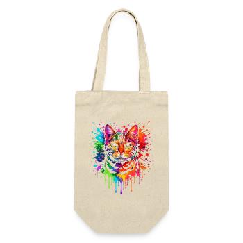 Bengal in Neon | Katzenkunst Pop Art - Geschenkbeutel für Flaschen - Natur - Vorne