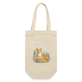 Camping Hund Spruch Camping Dog Camper Geschenk - Geschenkbeutel für Flaschen - Natur - Vorne