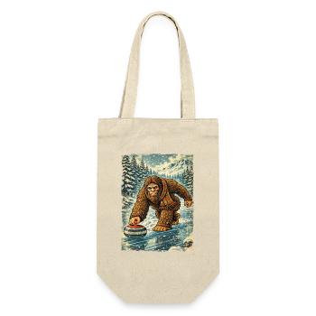 Curling Bigfoot Curler Winter Sport Sweeping - Gift Bag for Bottles - nature - Front