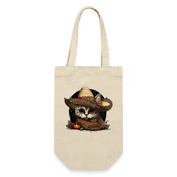 Chat Crâne de sucre dans sombrero mexicain - Sac à bouteille - nature - Devant