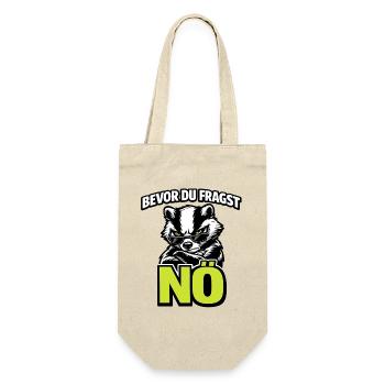 Bevor du fragst Nö mit Dachs im Cool-Style - Geschenkbeutel für Flaschen - Natur - Vorne