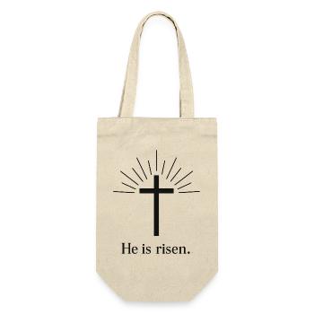 He is Risen Jesus Ostern Kreuz - Geschenkbeutel für Flaschen - Natur - Vorne