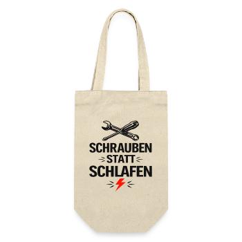 Schrauben statt Schlafen - Geschenkbeutel für Flaschen - Natur - Vorne