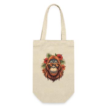 Tropischer Orangutan mit Sonnenbrille - Geschenkbeutel für Flaschen - Natur - Vorne