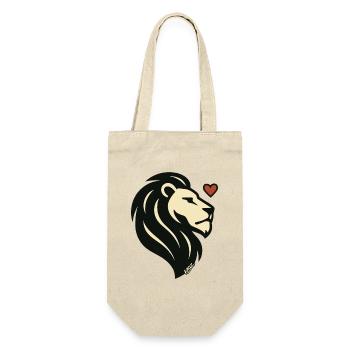Löwenherz Löwen Silhouette - Geschenkbeutel für Flaschen - Natur - Vorne