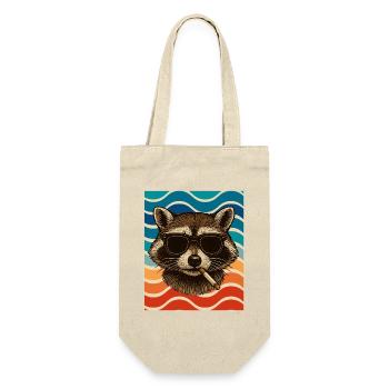 Waschbär mit Sonnenbrille Zigarette - Geschenkbeutel für Flaschen - Natur - Vorne