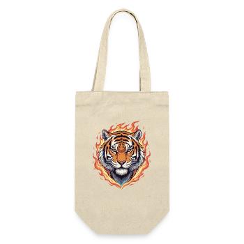 Flammen Tiger Kopf - Geschenkbeutel für Flaschen - Natur - Vorne