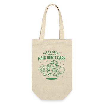 Pickleball, lustiger Spieler, Haare, kümmern sich nicht, spielen Liebe. - Geschenkbeutel für Flaschen - Natur - Vorne