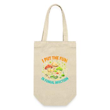 Pilzspaß pur | Mykologie Humor - Geschenkbeutel für Flaschen - Natur - Vorne