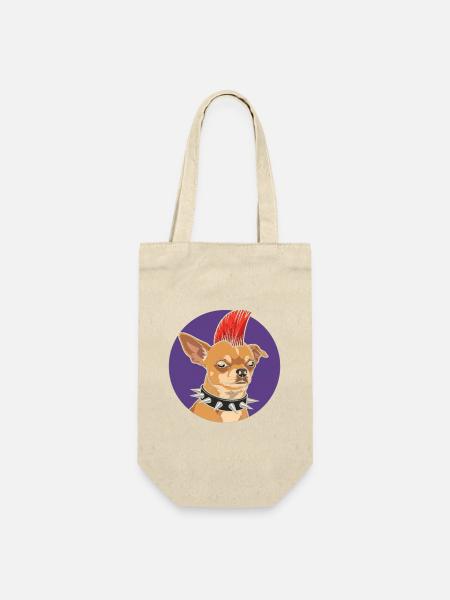 Punk Chihuahua Mohawk - Geschenkbeutel für Flaschen - Natur