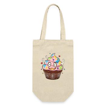 Bunter Cupcake mit Augen & Farben - Geschenkbeutel für Flaschen - Natur - Vorne