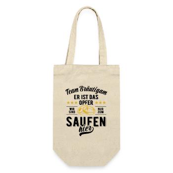 JGA Team Bräutigam Er ist das Opfer - Bier saufen - Geschenkbeutel für Flaschen - Natur - Vorne