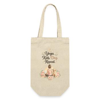 Yoga Kinder Hund Repeat lustig Mama Mutter  - Geschenkbeutel für Flaschen - Natur - Vorne