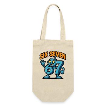 Six Seven 67 Italian Brainrot Roboter Meme Humor - Geschenkbeutel für Flaschen - Natur - Vorne