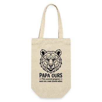 T-shirt PAPA_OURS : Un Cadeau Émotionnel pour Papa - Sac à bouteille - nature - Devant