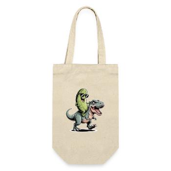 Saure Gurke reitet auf Dinosaurier - Geschenkbeutel für Flaschen - Natur - Vorne