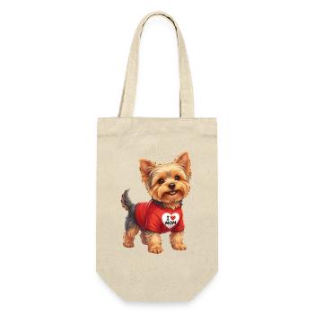 Yorkshire Terrier I Love Mom Cartoon - Geschenkbeutel für Flaschen - Natur - Vorne