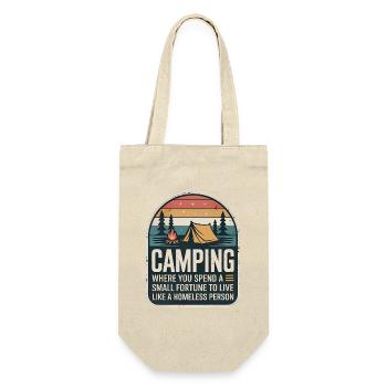Camping Retro Design - Geschenkbeutel für Flaschen - Natur - Vorne