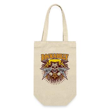 Rockabilly Skull Guitar Metal Star Retro Punk Art - Geschenkbeutel für Flaschen - Natur - Vorne