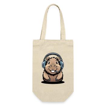  Capybara Gamer Mit Headset Süßes Capybara Gaming - Geschenkbeutel für Flaschen - Natur - Vorne