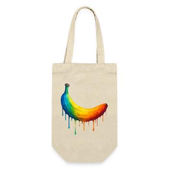 Banane mit buntem Farbverlauf - Geschenkbeutel für Flaschen - Natur - Vorne