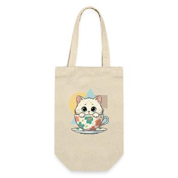 Kitten in teacup design - Gift Bag for Bottles - nature - Front