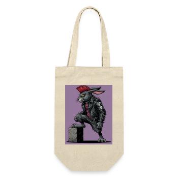 Heavy Metal Osterhase Rocker Ostern Hardcore Hase - Geschenkbeutel für Flaschen - Natur - Vorne