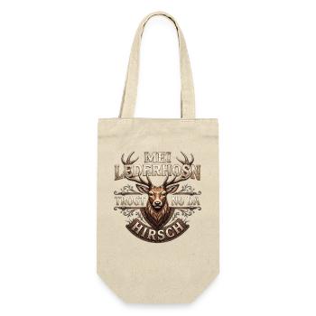 Mei Lederhosn trogt no da Hirsch Trachtenshirt - Geschenkbeutel für Flaschen - Natur - Vorne