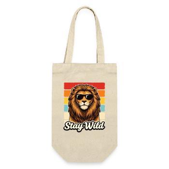 Stay Wild Lion Retro Sunglasses Animal Shirt - Gift Bag for Bottles - nature - Front