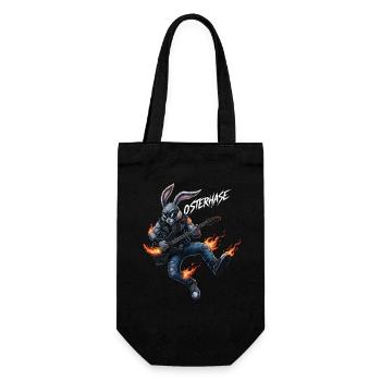 osterhase,heavymetal,rocker,ostern,hardcore,hase,e - Geschenkbeutel für Flaschen - Schwarz - Vorne