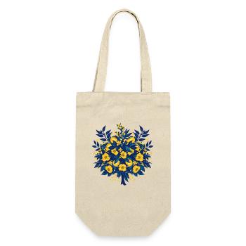 Blue Gold Flower Circle Pattern - Gift Bag for Bottles - nature - Front