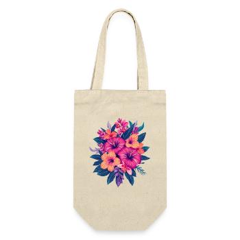 Tropische Hibiskus Blütenpracht - Geschenkbeutel für Flaschen - Natur - Vorne