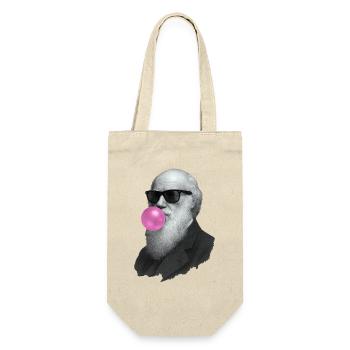Charles Darwin mit Kaugummi und Sonnenbrille - Geschenkbeutel für Flaschen - Natur - Vorne