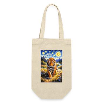 Tiger in the Starry Night Forest - Gift Bag for Bottles - nature - Front