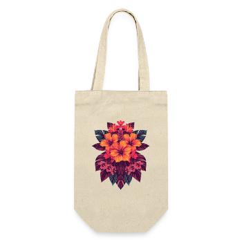 Tropische Hibiskus-Blumenpracht - Geschenkbeutel für Flaschen - Natur - Vorne