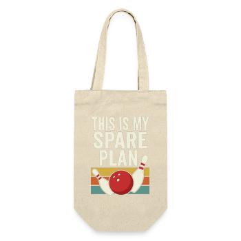 This Is My Spare Plan Bowling Retro Design - Geschenkbeutel für Flaschen - Natur - Vorne