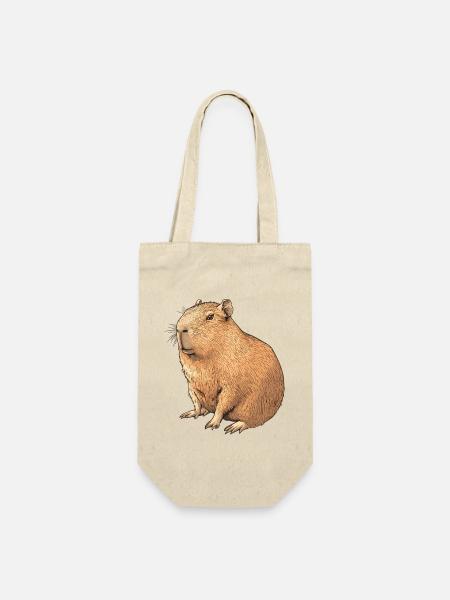 Kapibara Zeichnung in Braunton - Geschenkbeutel für Flaschen - Natur